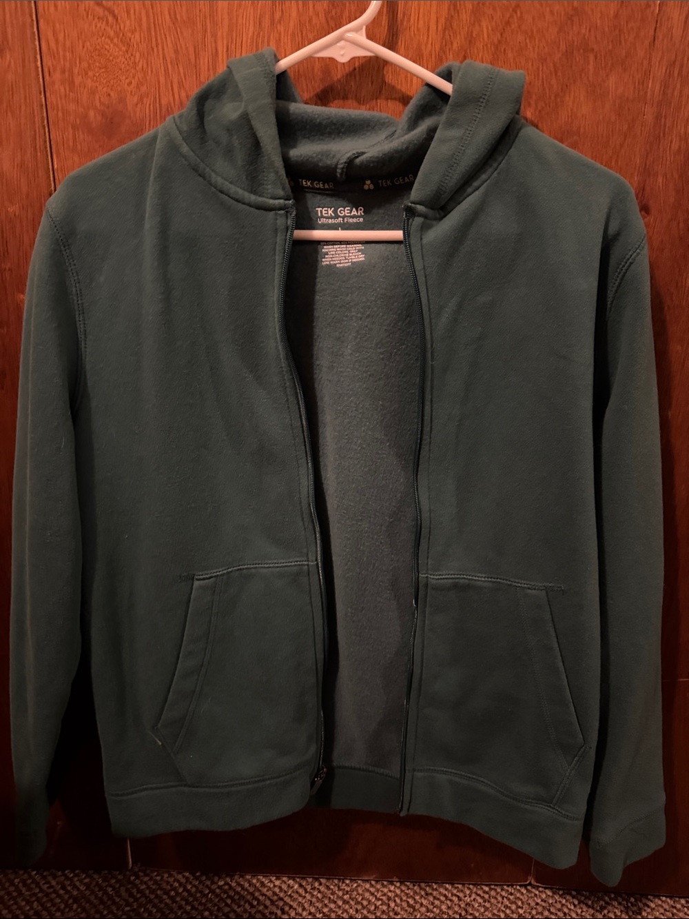 tek gear Men's Dark Green Full-Zip Hooded Fleece